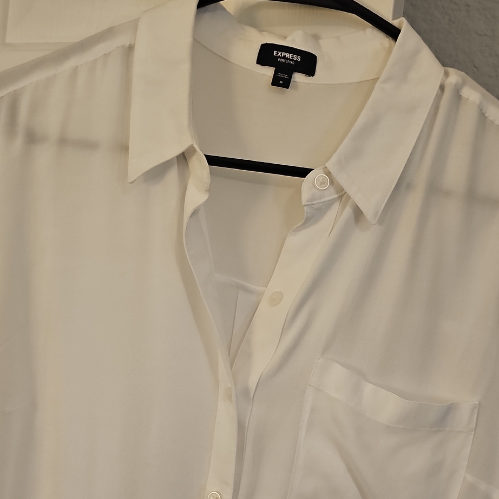 Express White Button-Down Blouse - Picture 2 of 4
